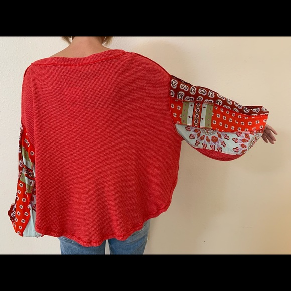 Free People Cherry Red Blossom Shirt - Picture 4 of 7